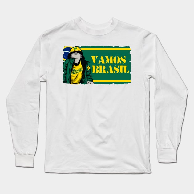 Vamos Brasil Long Sleeve T-Shirt by lounesartdessin